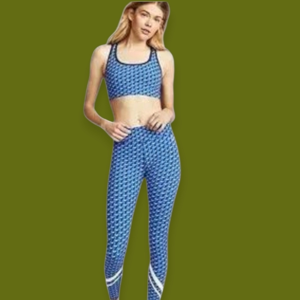 Tory Sport Blue Geometric Women's Activewear Set